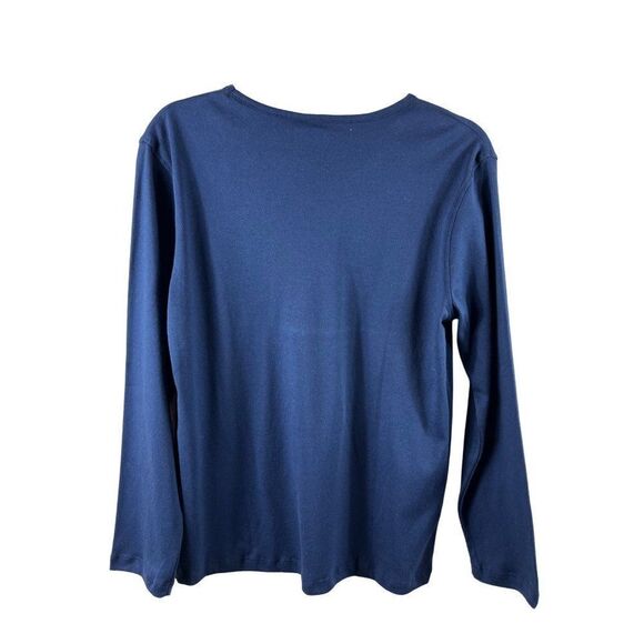 M&C Sportswear Sandy Claws is Coming Christmas Long Sleeve Tee Shirt Large Navy - Picture 3 of 6